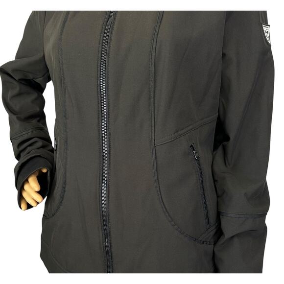 Guess Softshell Hooded Jacket Black Water + Wind Resistant Full Zip Size M - Picture 7 of 11